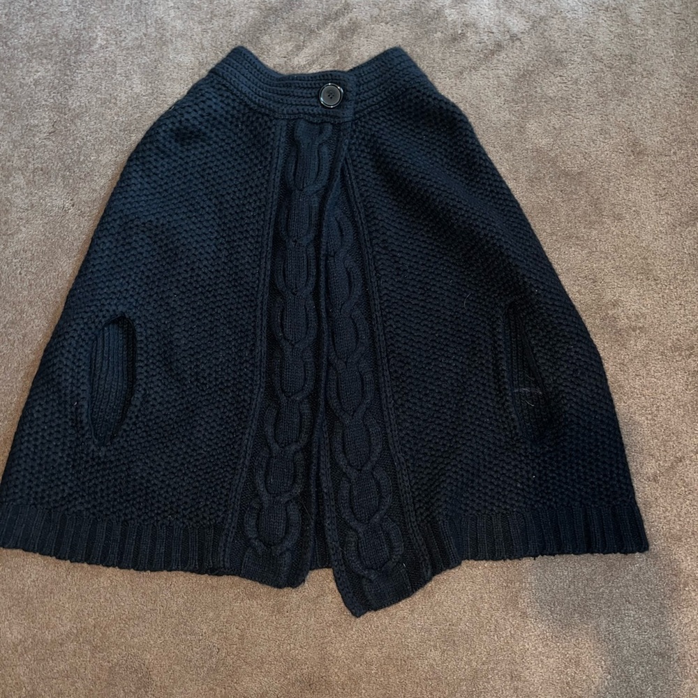Express Black cable Knit poncho Sweater with Button Accents Sz s